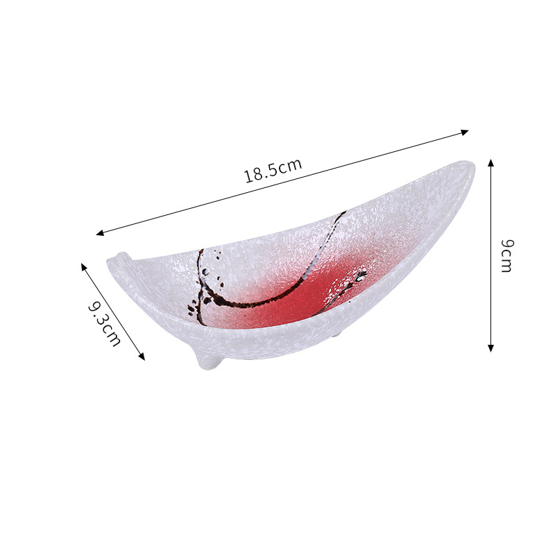 Kreatywny półksiężyc półmisek ornament japońnarty styl restauracja zimne dania naczynie na sos sojowy domowa ceramika zastawa stołowa zdobione: F
