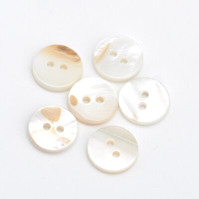 100pcs/lot real Natural shell buttons 12.5mm/15mm/20mm 2-hole flat mother of pearl buttons thick button SHELL006: 12mm