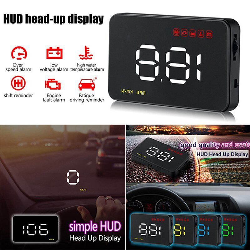 1einstellen Auto Hud Kopf hoch Anzeige Universal--Tachometer Über-geschwindigkeit Alarm Digitale Auto-Styling Auto Tacho Windschutzscheibe schwarz