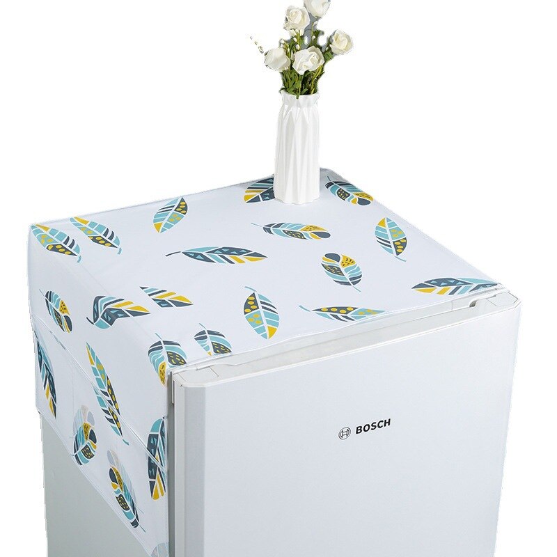 Cubierta blanca antipolvo para refrigerador, con bolsa de almacenamiento, cubierta impermeable para muebles, patrón de necesidad diaria Simple: color 02