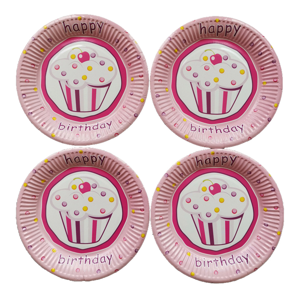 10pcs Paper Plate Pattern Round Disposable Paper Plates Birthday Party Supplies for Cake Appetizers Snacks Dessert