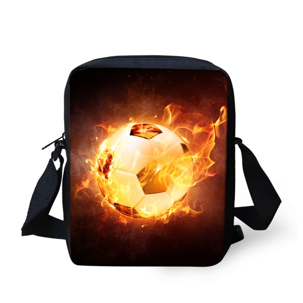 Instantarts cool 3d fire and ice voetbalprint jongens meisjes schooltassen kleuterschool student mini boekentas kinderen messenger bag: Cc2380e