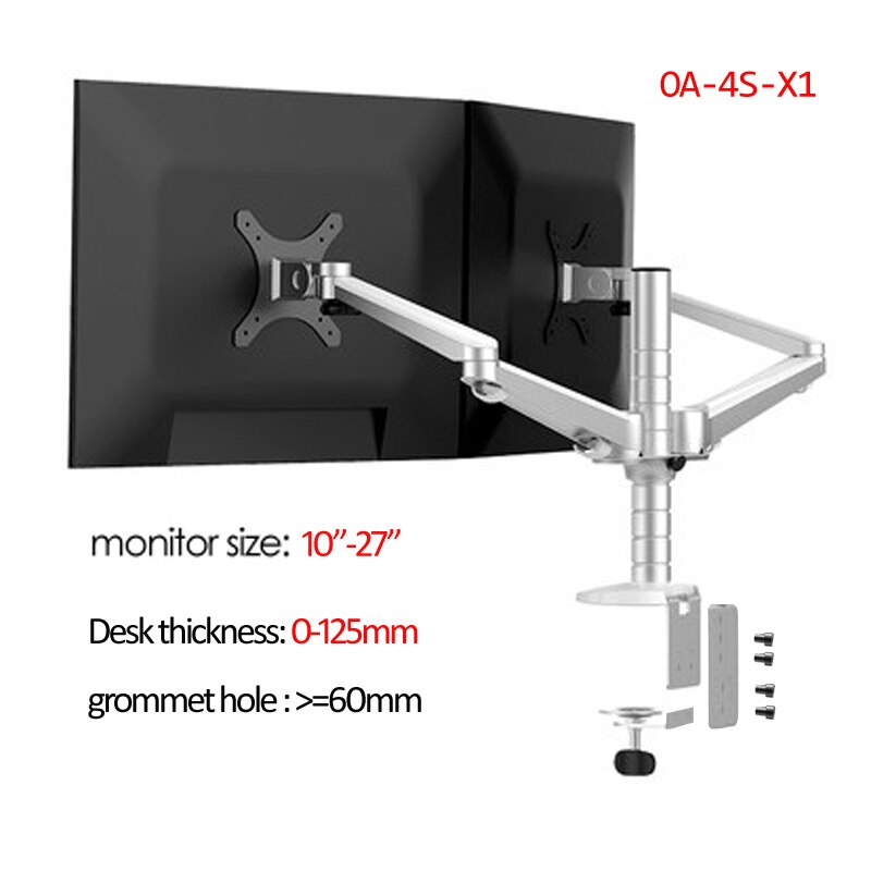 aluminum OA-4S 10-27" Double arm dual screen desktop mount monitor table stand pad desk mount stand monitor bracket shelf: OA-4S-L