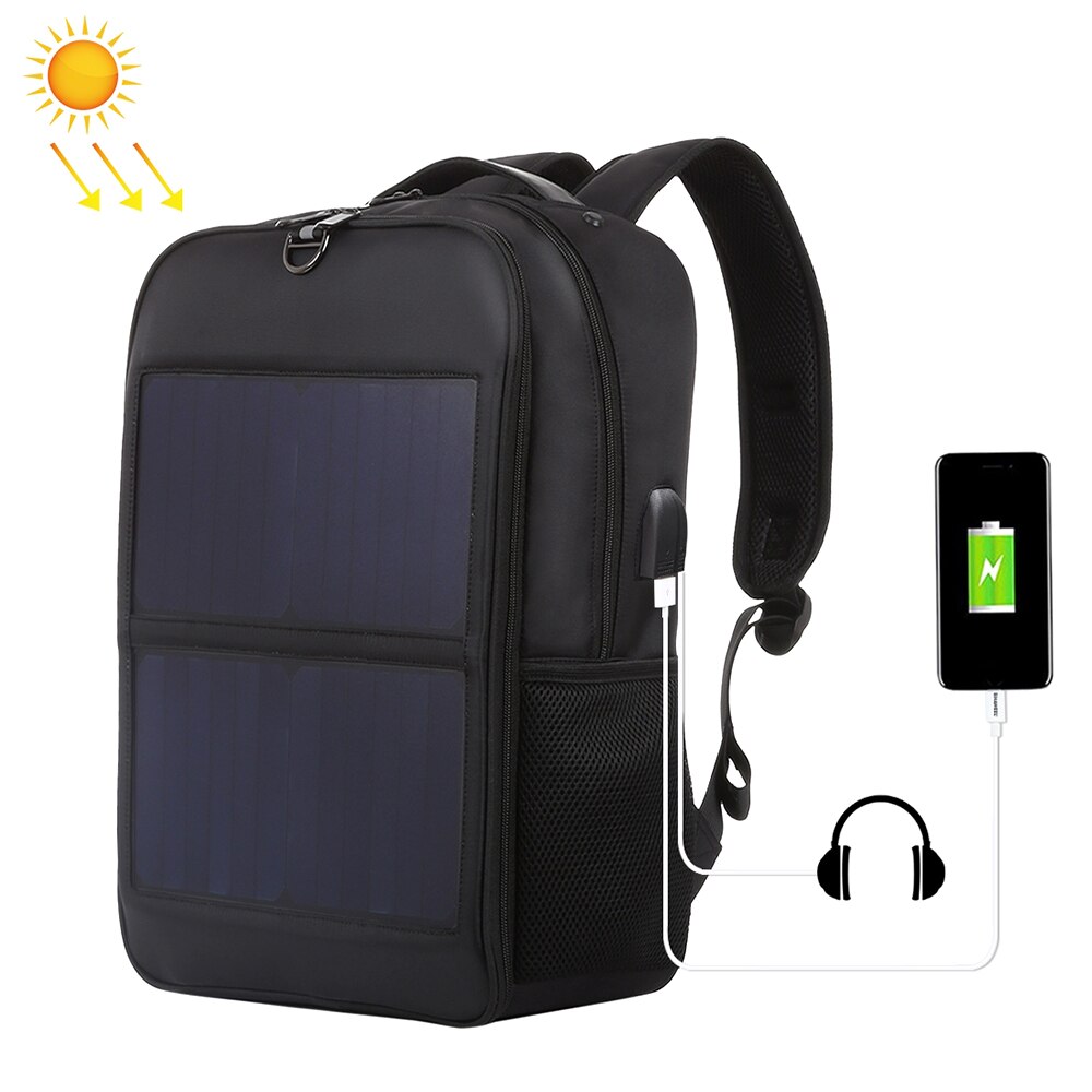 Haweel solar rygsæk 14w solpaneldrevet rygsæk bærbar taske vandtæt stor kapacitet med ekstern usb-opladningsport
