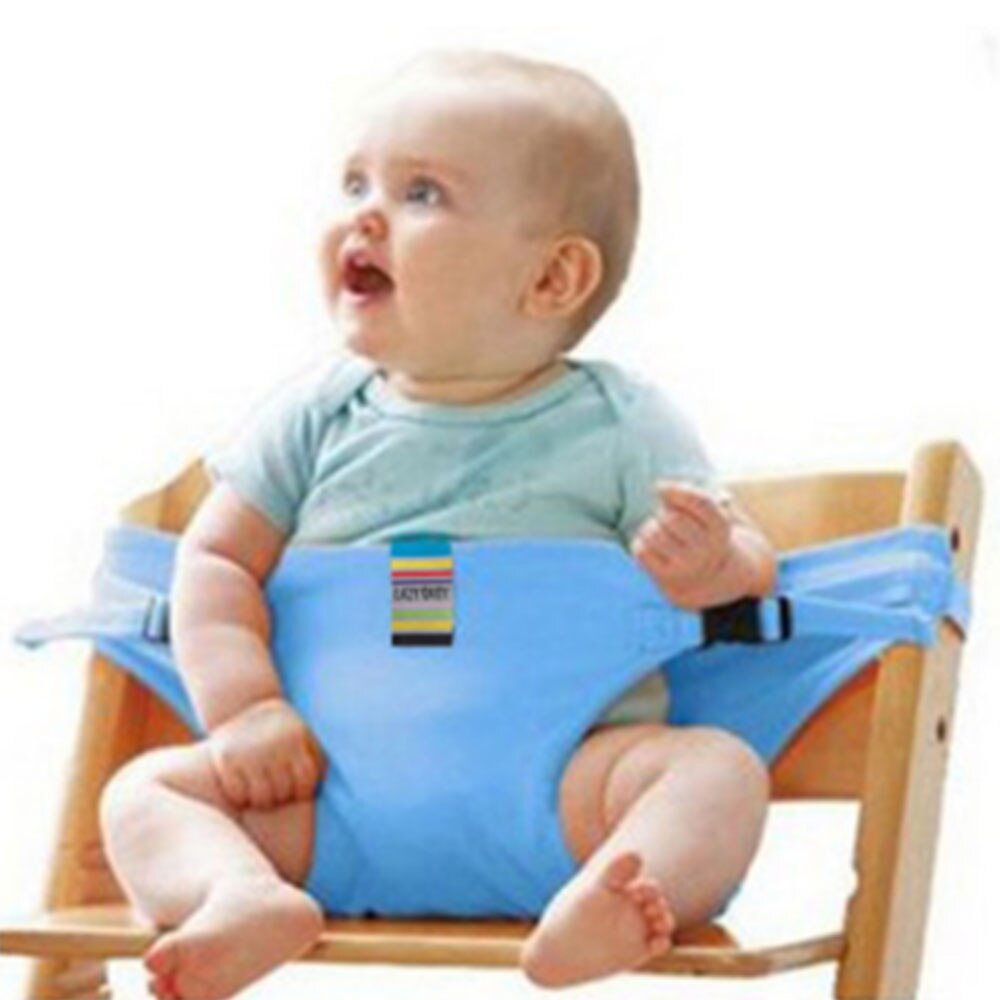 Baby højstol sikkerhedssele autostol beskyttelsesstropper spisning frokost stol sæde sikkerhedssele stretch wrap fodring stol sele: Blå
