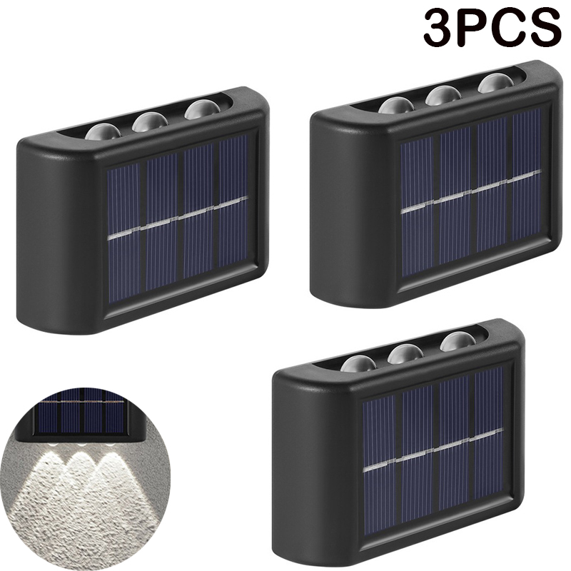 Solar Wall Light Outdoor Waterproof Balcony Wall Lights for Courtyard Street Landscape Garden Decor Lamp Solar Outdoor Wall Lamp: 3PCSWhite light 6LED