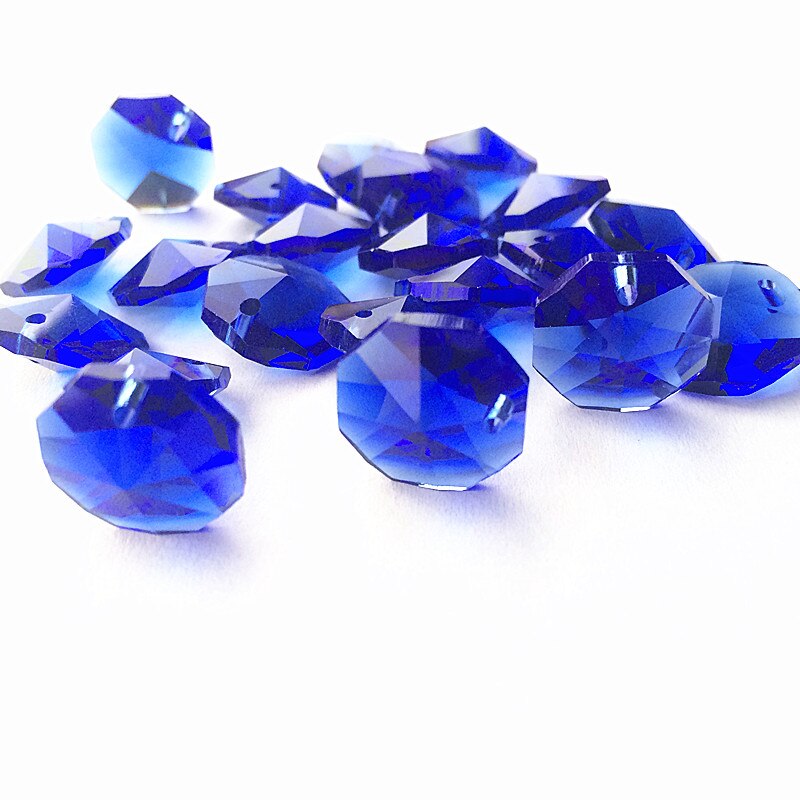 oben 20 stücke Mehrfarbig 14mm Kristall Achteckigen Perlen in Einem See K9 Kristall Kronleuchter Teile Zubehör DIY Hochzeit &Ampere; X-tr: Blau