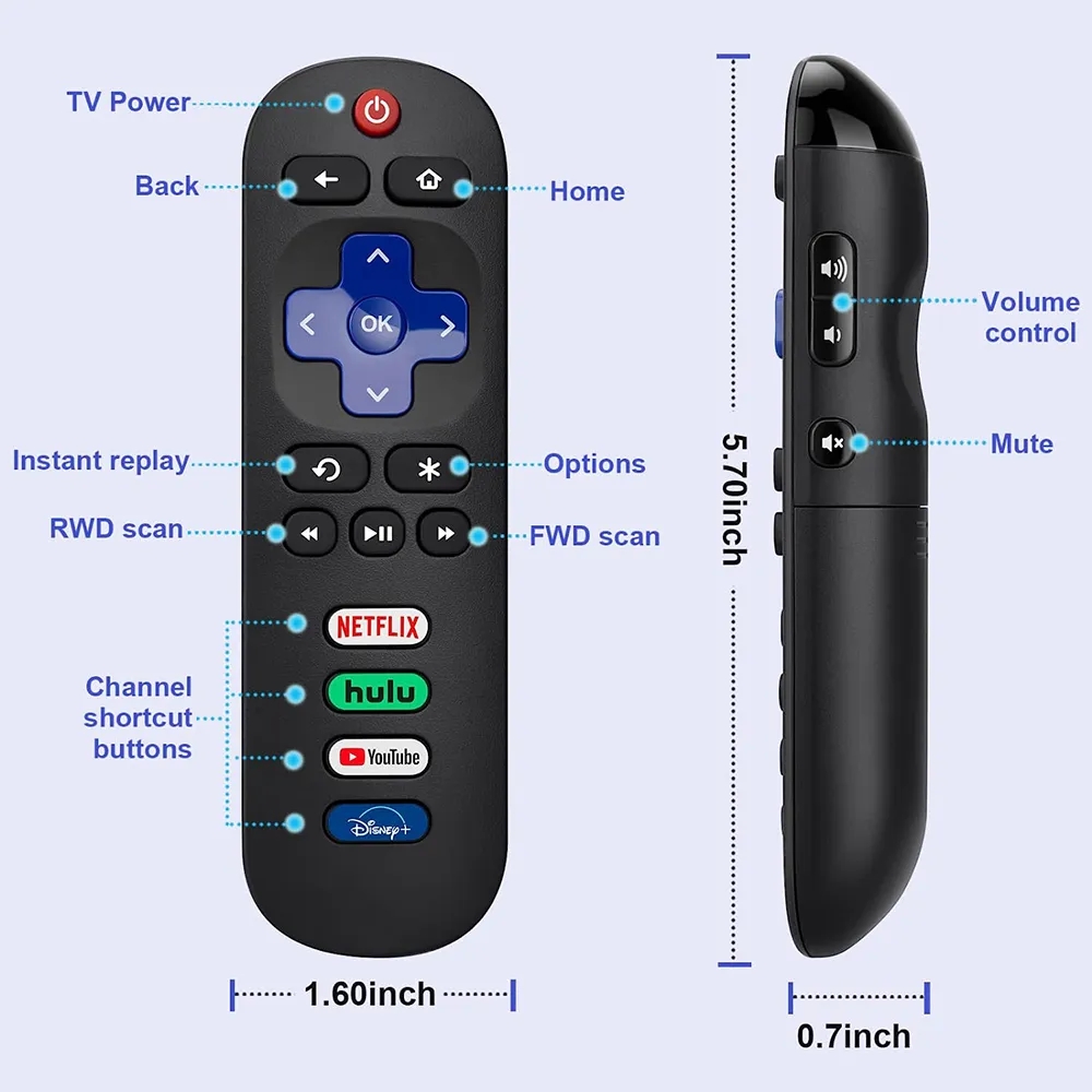 Uniwersalny pilot do telewizora TCL Roku Kompatybilność z telewizorem Hisense Stabilny sygnał Wielofunkcyjny pilot zdalnego sterowania