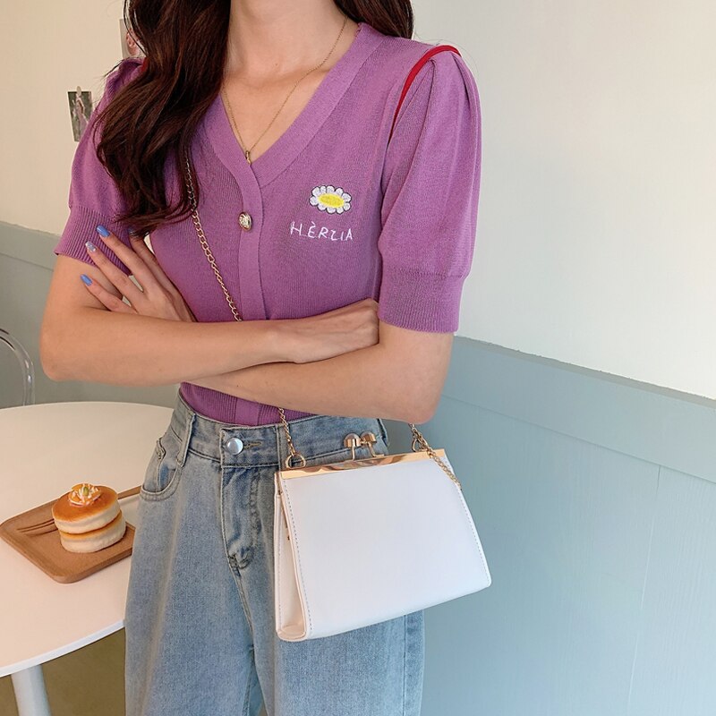 Elegante Parels Gesp Frame Kisslock Tassen Voor Vrouwen Schoudertas Keten Clip Zakken Vrouwelijke Crossbody Messenger Bag Vrouwen Portemonnee