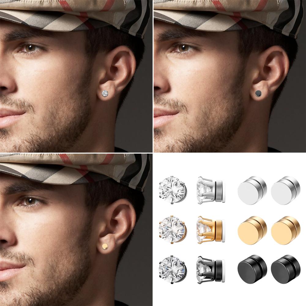Boniskiss Roestvrij Staal Stud Oorbellen Voor Mannen Vrouwen Unisex Ronde Magneet Oorbellen Zonder Piercing Mode-sieraden