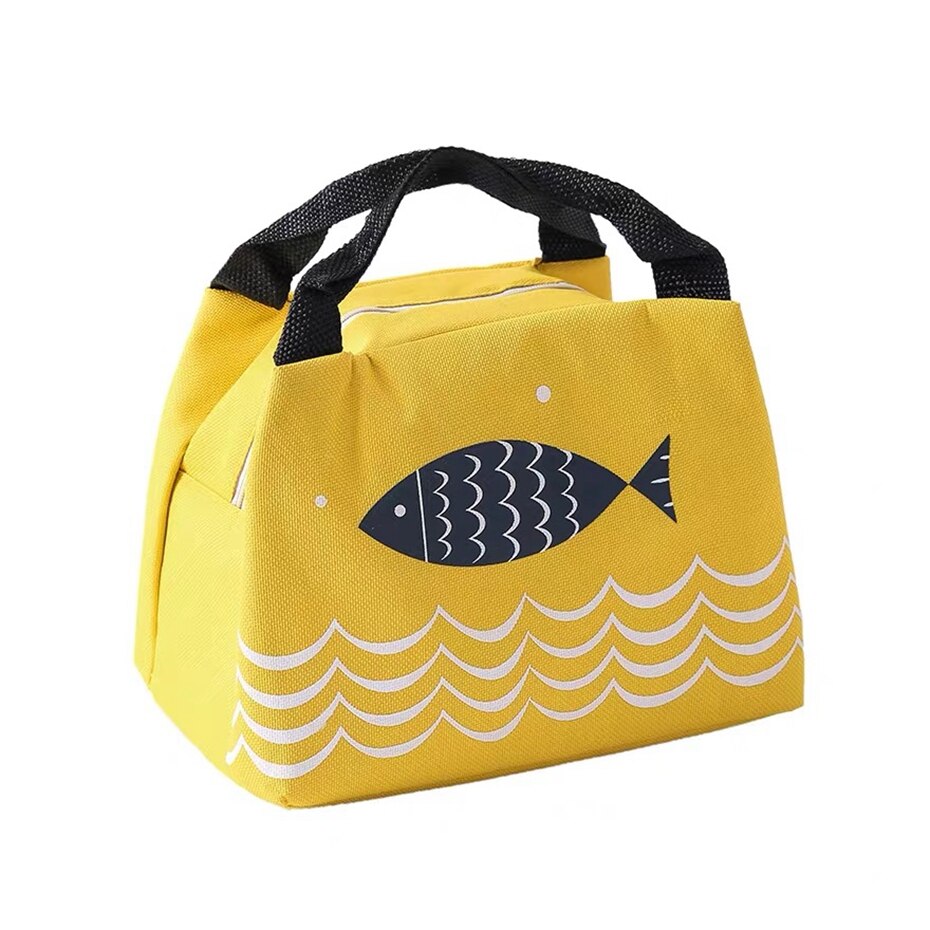 Bolsa de almuerzo reutilizable recipiente aislante para almuerzo bolso de mano para mujeres o trabajo Picnic canotaje playa pesca trabajo: Yellow