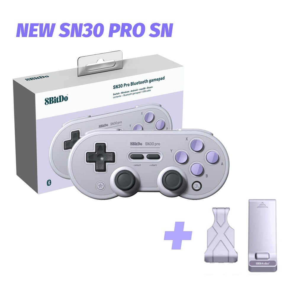8bitdo – manette de jeu SN/SF30 Pro sans fil Bluetooth, avec vibrations, Joystick, contrôleur pour Nintendo Switch, Windows/MacOS/Android: SN30 PRO SN SUPPORT