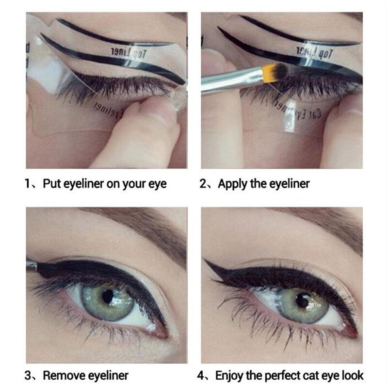 10pcs Cat Eye Eyeliner Smokey Eyeshadow Drawing Guide Reusable Stencil for Classic Eye Liner Template makeup set