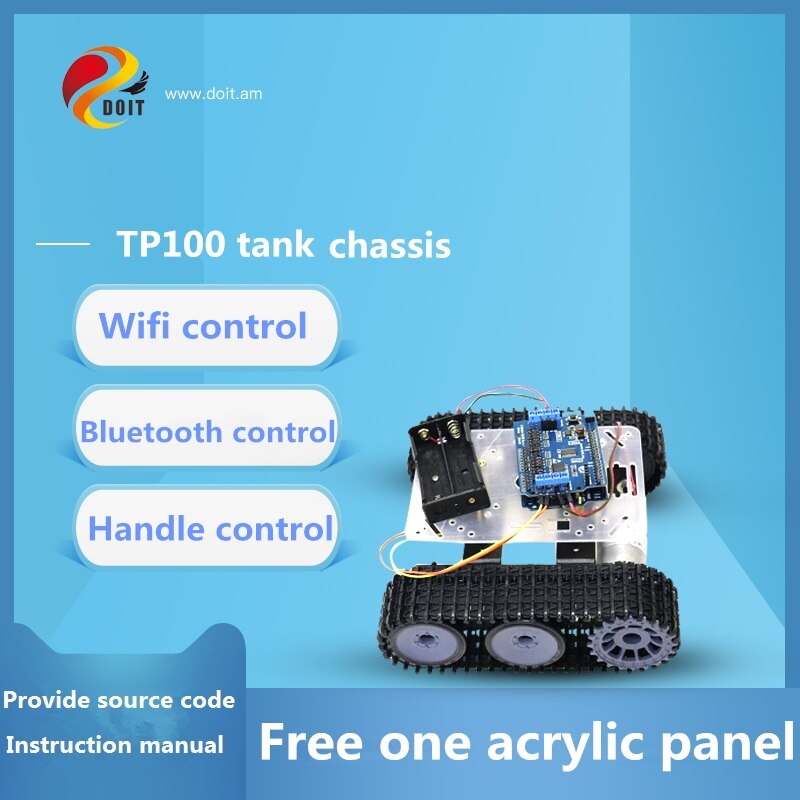 SZDOIT Wifi/Bluetooth/Handvat Control Metal Mini TP100 Smart Gevolgd RC Tank Chassis Kit Motors DIY voor Arduino ESPduino Controle