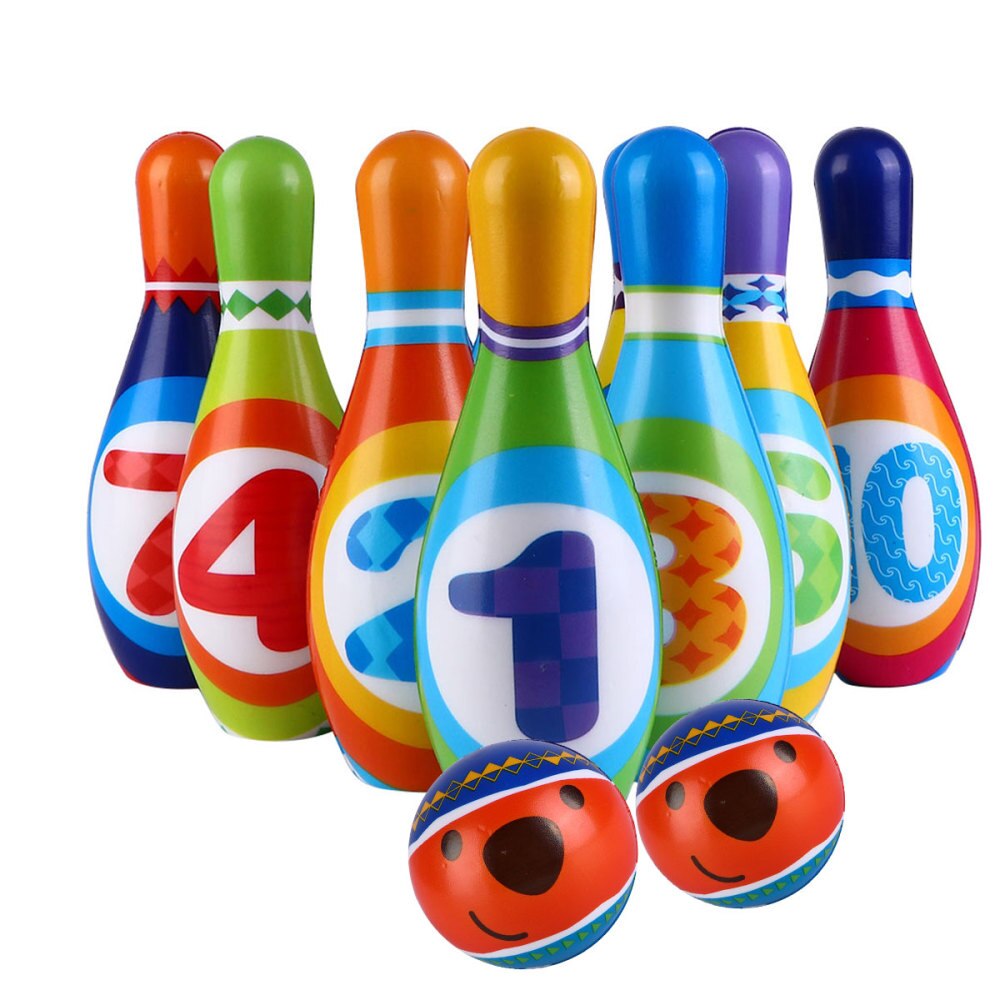 1 Set Large PU Solid Bowling Ball Kit Useful Durable Children Sports Plaything Indoor Sports Tool Exercise Accessory for Toddler