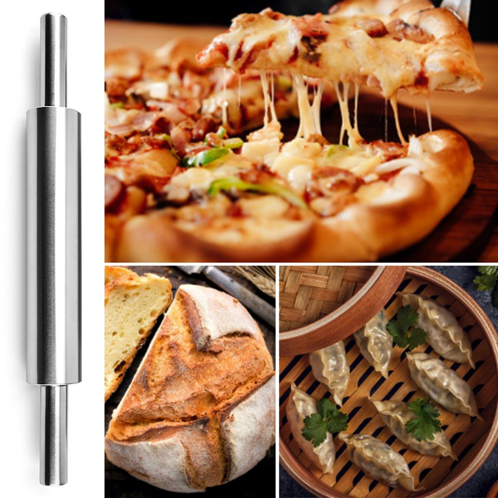 Stainless Steel Christmas Rolling Pin Pastry Pizza Fondant Bakers Roller Metal Kitchen Tool for Baking Dough Pizza Pie Cookies