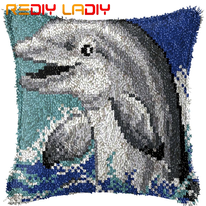 Spärrkrok kudde bröllop kärlek förtryckt canvas kudde fram akrylgarn virkat örngott kit hobby &amp; hantverkar heminredning: Bz908