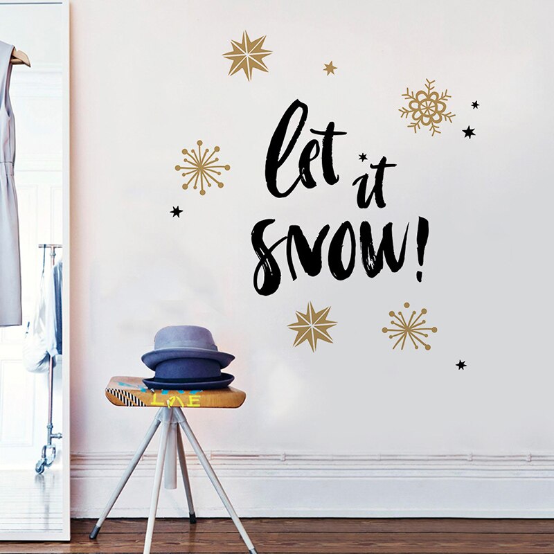 Laat Het Sneeuw Quotes Muursticker Voor Shop Bar Huis Glas Decoratie Thuis Sticker Witte Kerst Festival Seizoen Pvc Muurschildering art