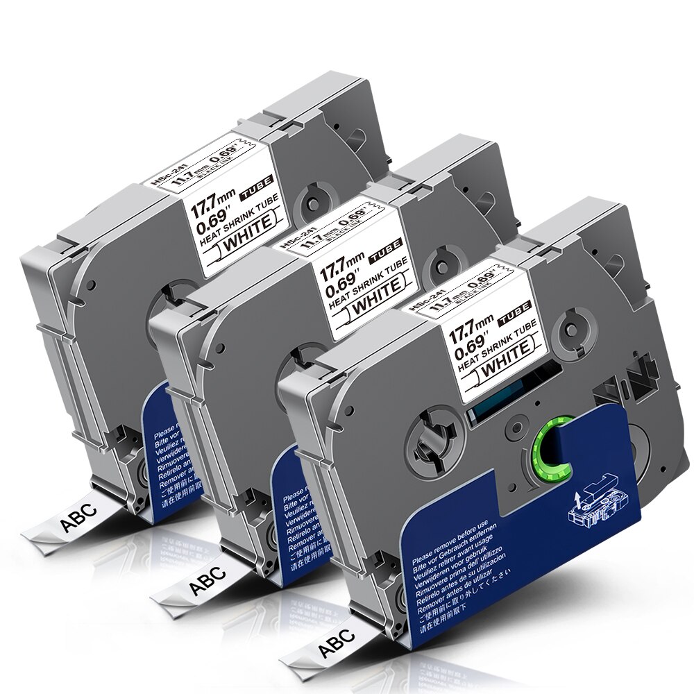 3PK HSe-241 HSe-641 Labels Black on Yellow Heat Shink Tubes Label Tape Black on White HSE Tape For Brother P-touch Label Maker