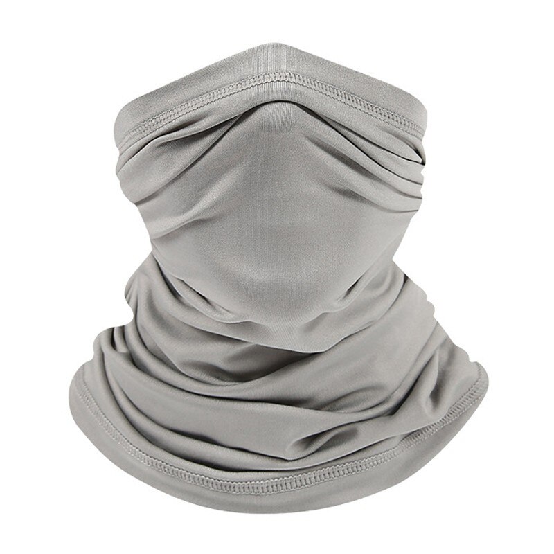 Bufanda de seda de hielo Simple Unisex para hombre y mujer, pañuelo de de Color sólido, cuello de redecilla, mascarilla facial para exteriores: summer thin gray