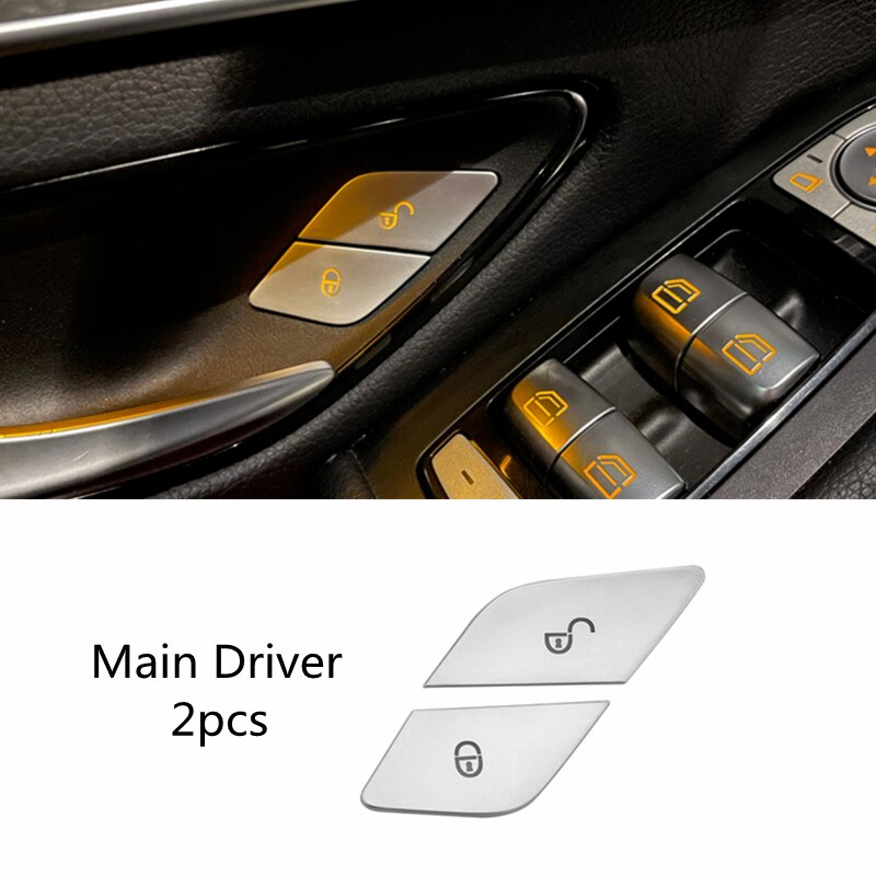 Car Door Lock Unlock Buttons Cover Stickers For Mercedes Benz C E class GLC W205 W213 X253 Vito W447 Car Accessories: Main Driver 2pcs / Vito W447 2015-2021