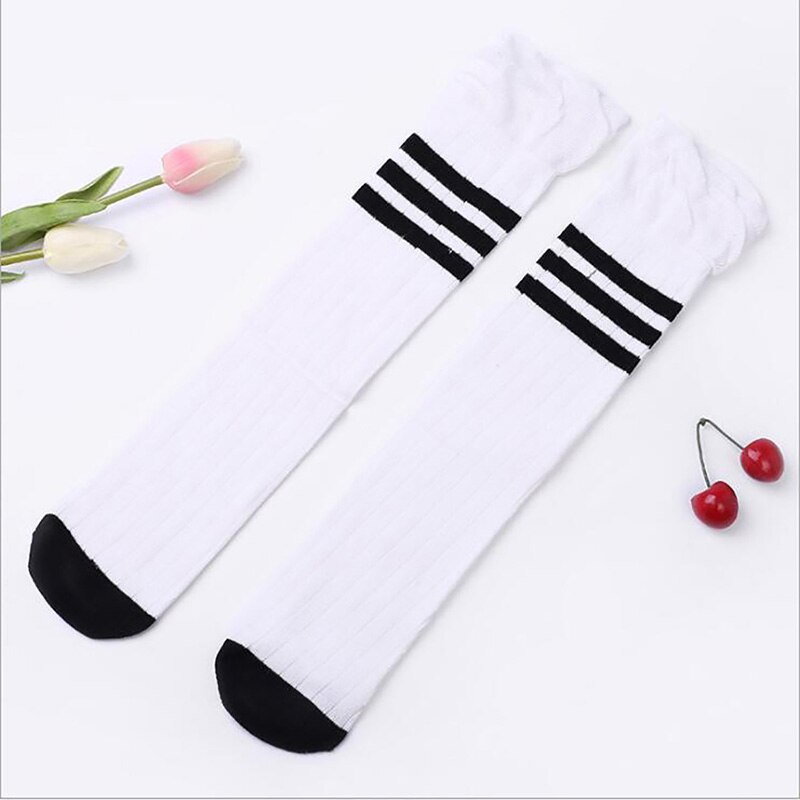 Kids Baby Girls Stockings Soft Cotton children's kittens striped Stockings girl students thigh Knee socking half Heap socks