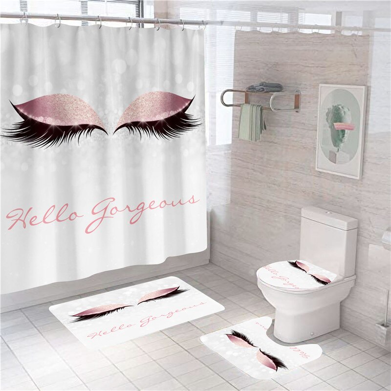 Set di tende per doccia con ciglia in marmo scintillante scintillante scintillante ciglia da bagno tende da bagno accessori da bagno tappetini antiscivolo tappeti: Color 3