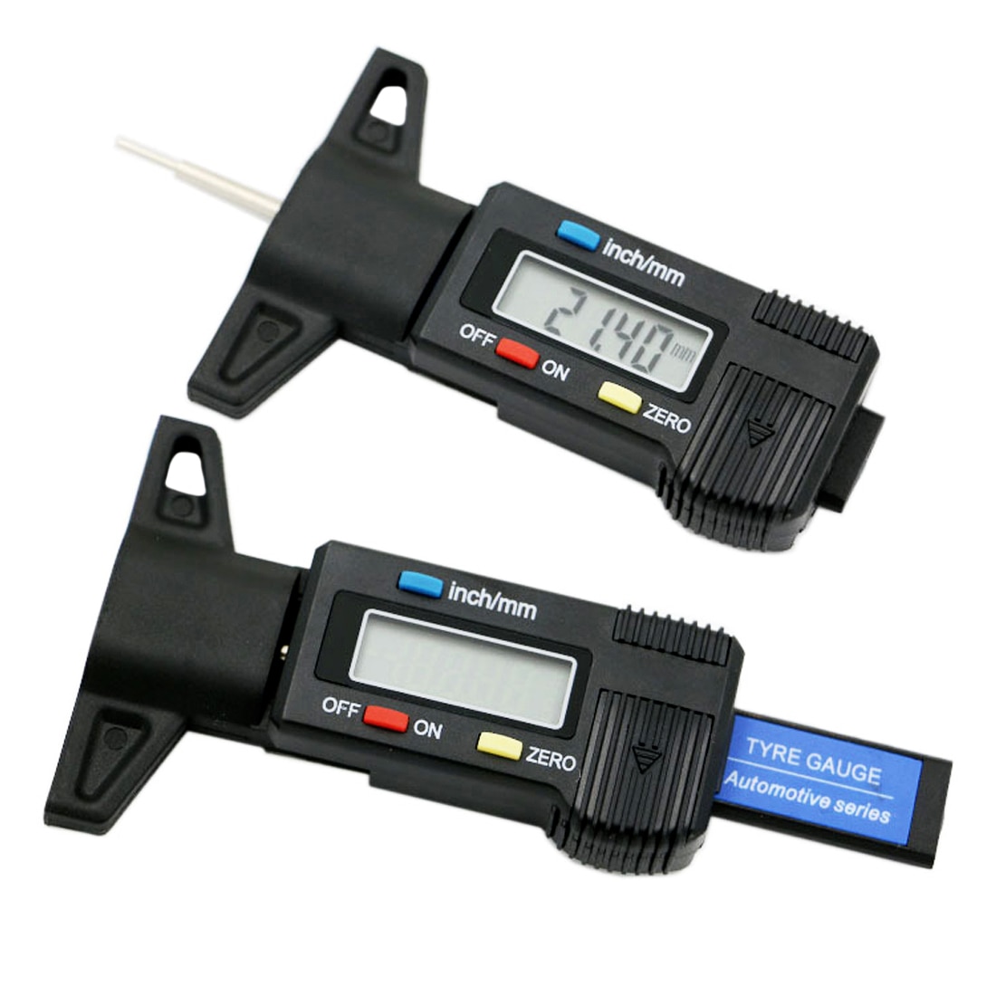 Black Digital Tire Tread Depth Gauge Meter Measurer LCD Display Tread Checker Tire Tester For Cars Trucks 0-25.4mm