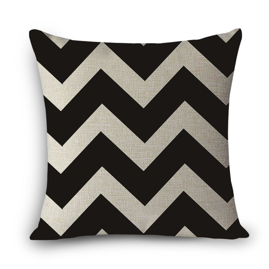 Cojines decorativos para el hogar, cubierta de asiento de lino con estampado cuadrado europeo, negro geométrico, blanco, vintage: 3