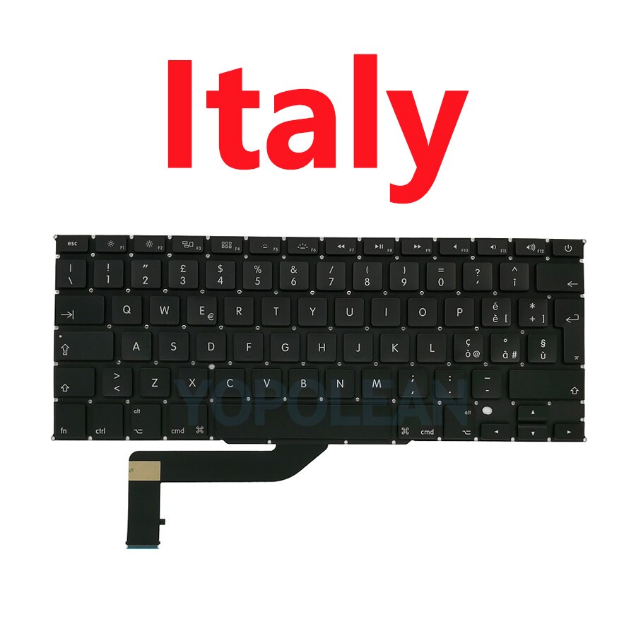 US UK Russian Spain French German Sweden Laptop Keyboard For Macbook Pro Retina 15" A1398: Italy