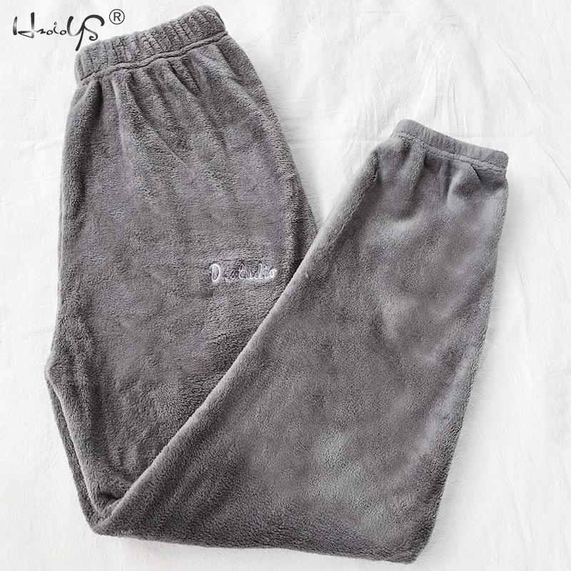 Inverno feminino flanela de veludo pijamas define pijamas grosso solto casual macio quente camisola de casa roupas femininas terno pijamas: Pant Gray
