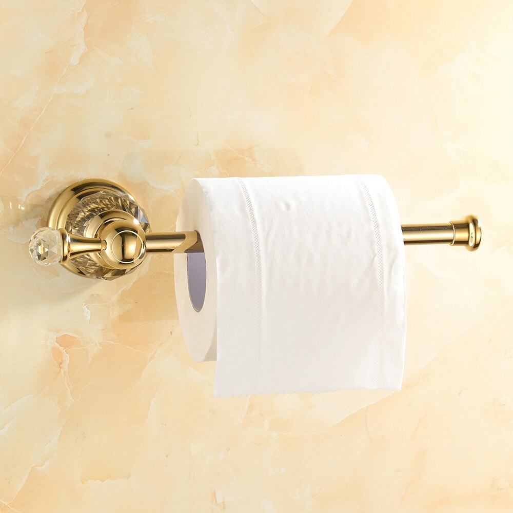 Chrome Toilet Paper Holder Brass Bathroom Roll Paper Wall Mount Crystal Tissue Holder Bathroom Accessories