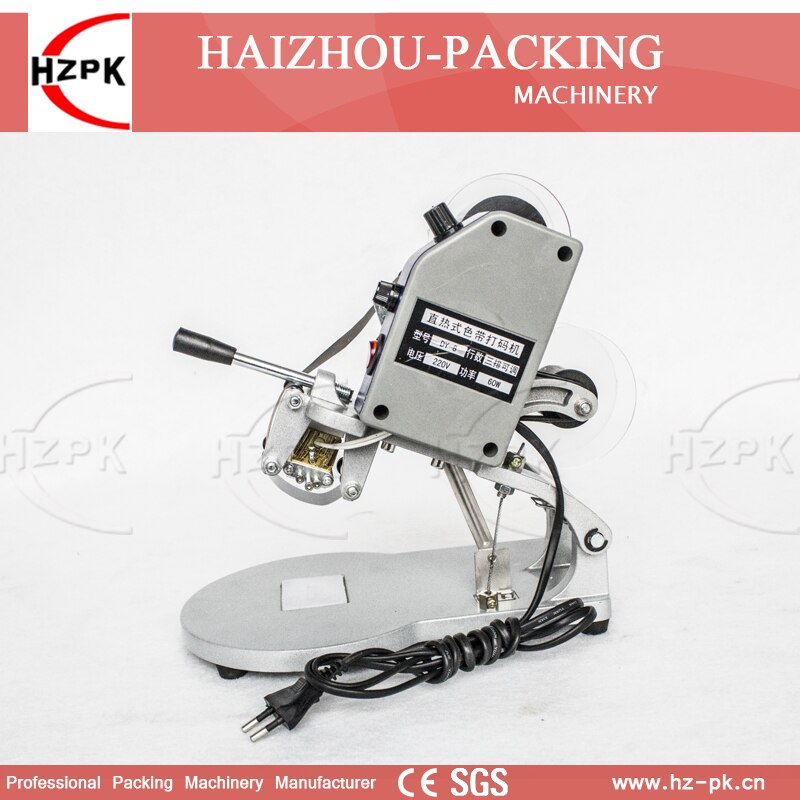 Máquina de codificación Digital Manual HZPK, máquina de impresión de bolsas de código de plástico, producción de fecha, máquina de codificación de sellos de impresora con mango DY-8