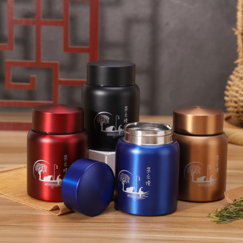 Stainless Steel Tea Caddy Large-capacity Sealed and Leak-proof Metal Storage Tank