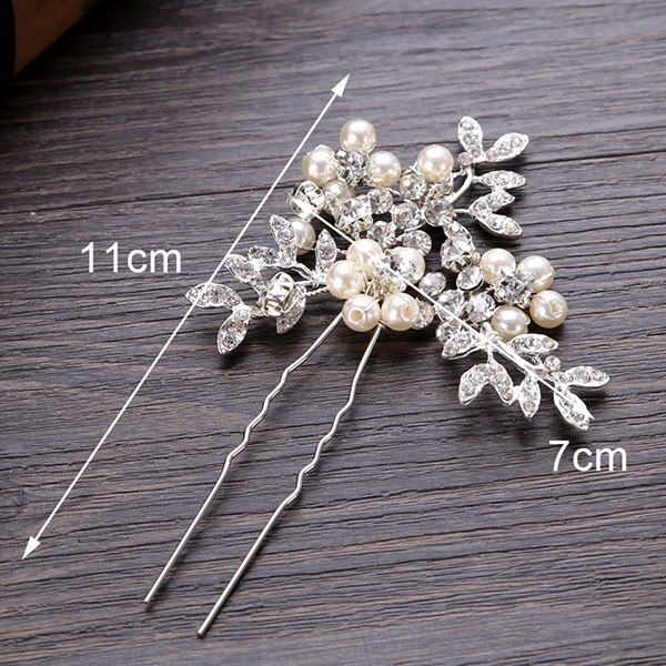 Wedding Crystal Pearl Hair pins For Silver Color Bridal Hair Accessories Women Hair Clips Many Wedding Hair Jewelry: UZ045