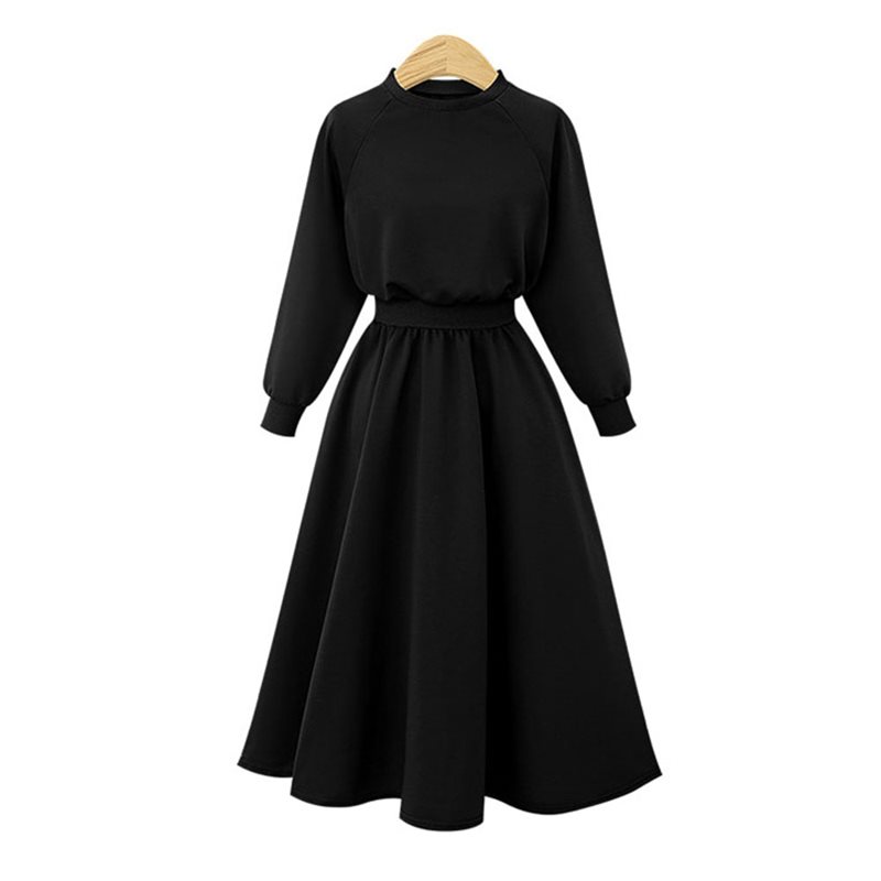Høst vinter hettegenser kjole pluss størrelse kvinner lange ermede kjoler koreansk uformelt svart butikk størrelser 4xl 5xl fast grå en linje