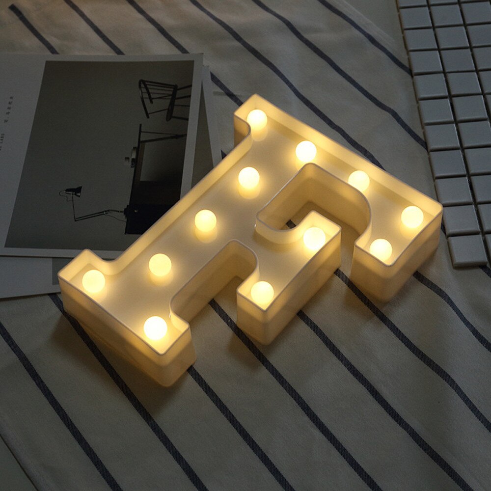 Alphabet Letter Lights Soft Warm Glow LED Light Up Warm White Plastic Illuminate Letters Wall Hung Standing Hanging A-M: F