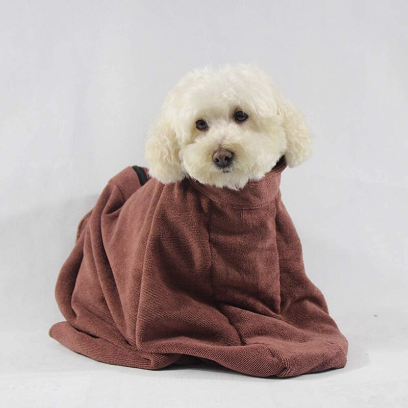 Hond Bad Handdoek, Sneldrogende Hond Zak, Minifiber Badjas, sterke Absorberende Badjas Voor Kleine En Middelgrote Honden, Bruin, S