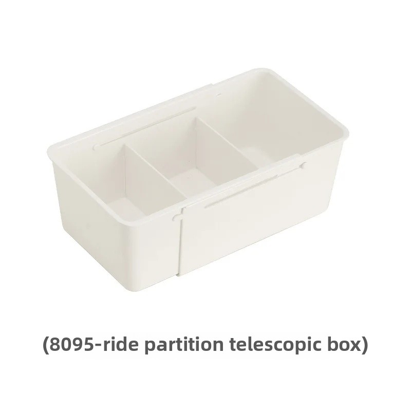 Expandable Storage Box Fixed Drawer Cutlery Cosmetic Stationery Medicine Organizer Separator Divided Retractable Box Home Use: WHITE