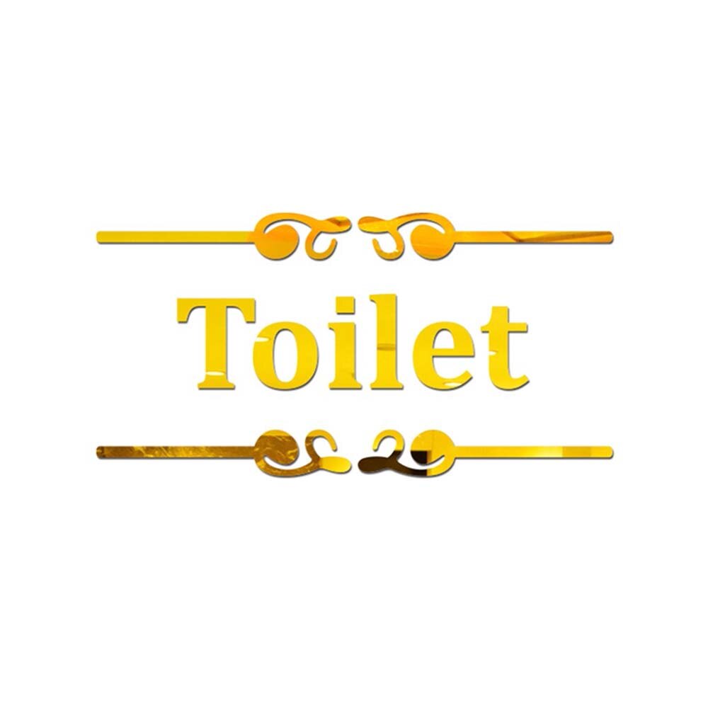 3D Acrylic Bathroom Toilet Tips Mirror Sticker Personality Modern Wc Door Prompt Sign Self Adhesive Letters Wall Sticker
