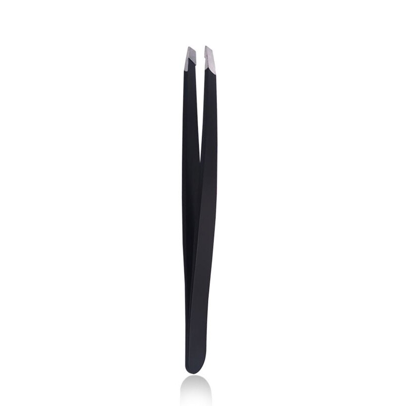 1PC Angled Slanted Eyebrow Tweezers Stainless Steel Face Hair Removal Eye Brow Trimmer Eyelash Clip Cosmetic Beauty Makeup Tool: black
