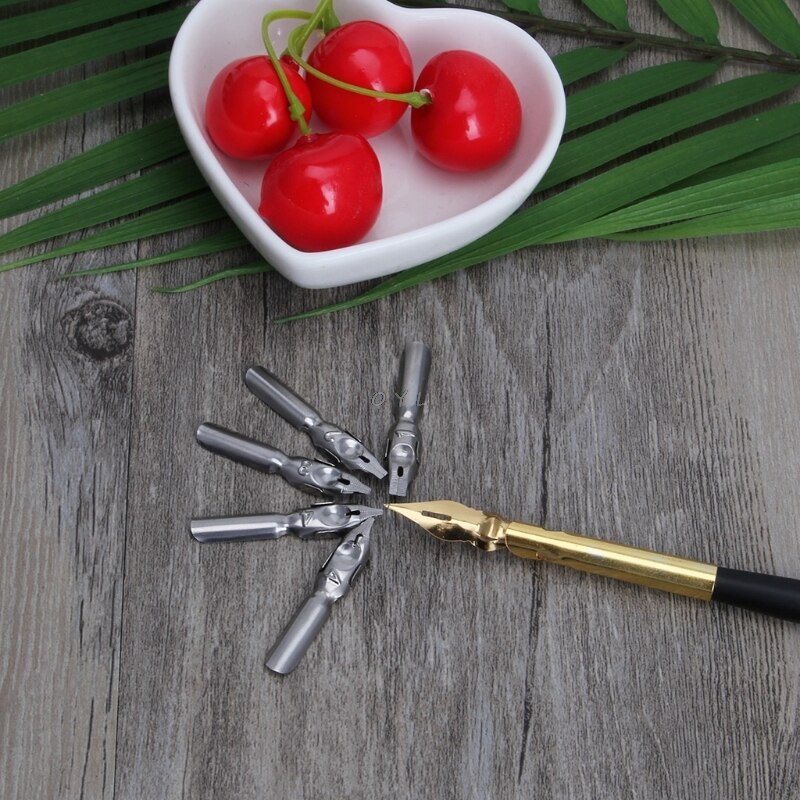 1 pcs Dip Pen x5 pcs Nib Calligraphy Drawing Dip Ink Nib Pen Set Signature Writing Antique for students Business
