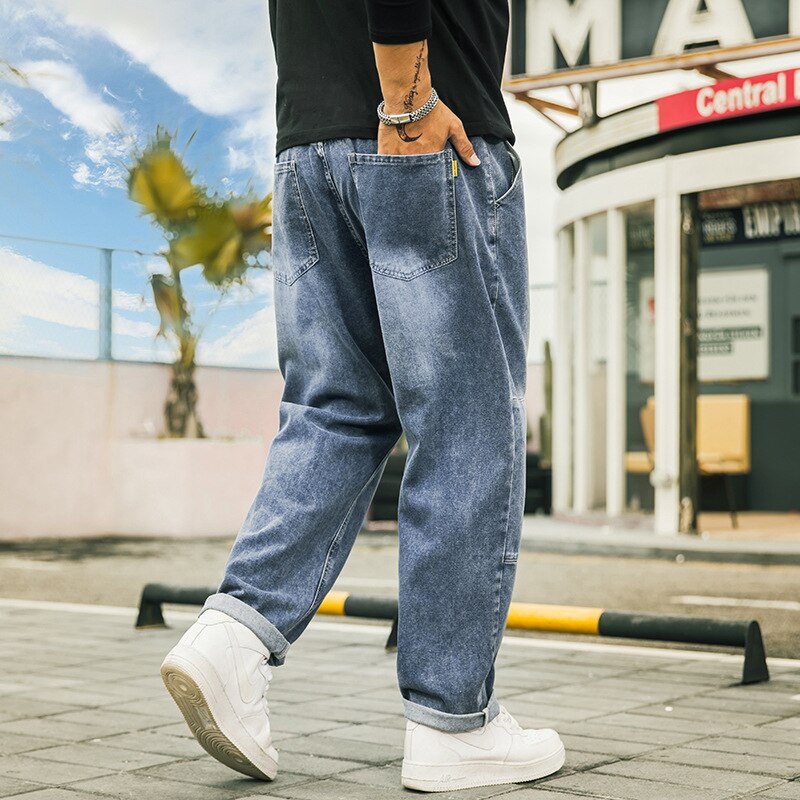 Bukser med lige ben plus størrelse brede jeans denim store lange mænd jeans efterår trend bukser løse