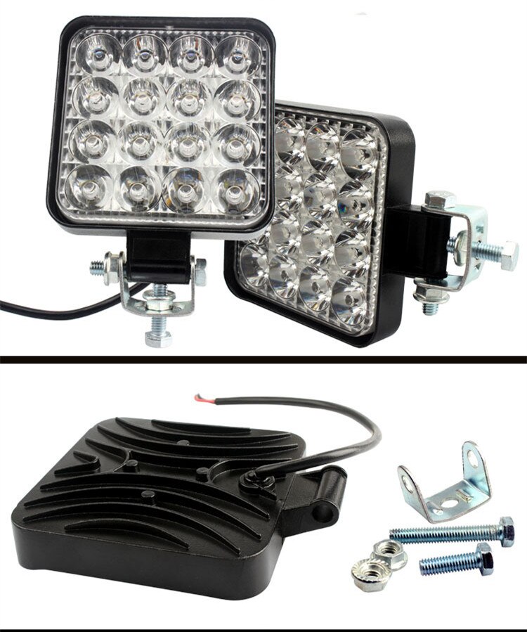 16 led 48w varsellys arbeidslys bil led spotlight firkantet rund auto truck off road mini ledbar offroad tilbehør