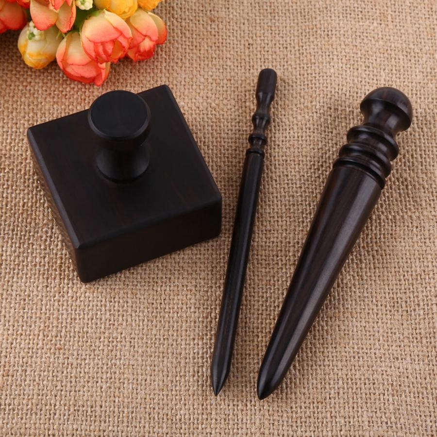 3 Types Black Wood Muiti-size Polish Leather Edge Burnisher Craft DIY Kit Tool Leather Craft Tool Polished Grinding Tool
