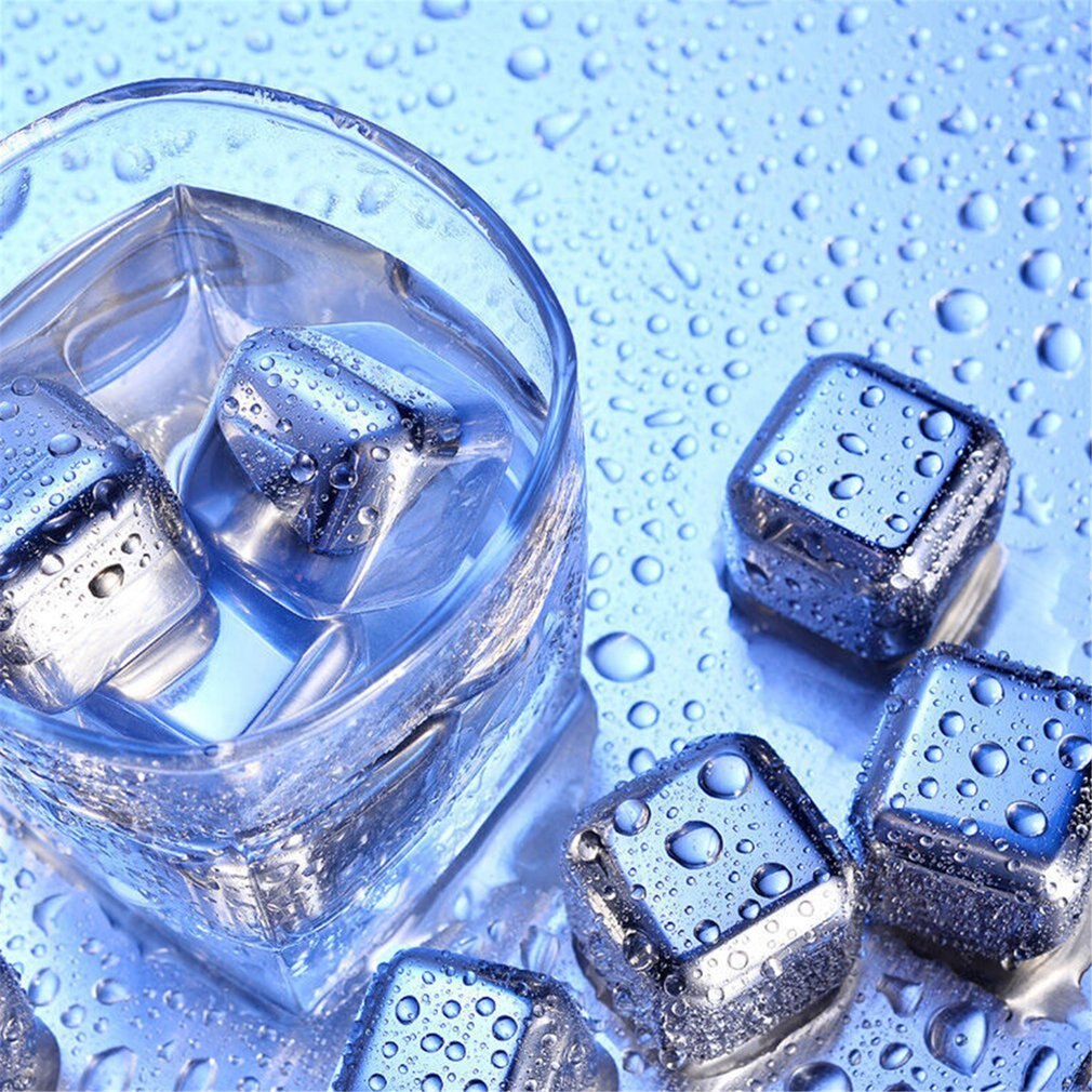Whisky Stones Ice Cubes Set Reusable Food Grade Stainless Steel Wine Cooling Cube Chilling Rock Party Bar Tool With Clip