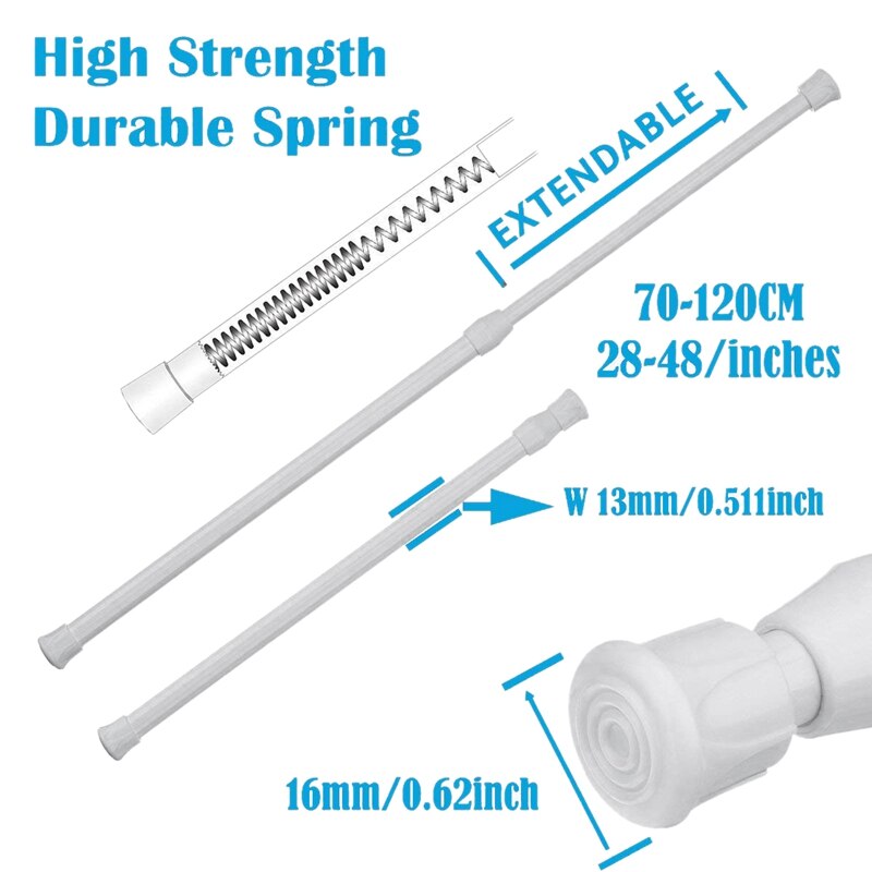 AFBC Stretching Rod 28-48 Inch Multi-Function Telescopic Rod, Curtain Spring Rod, for Kitchen Window Layer Hanging Bathroom 4PCS