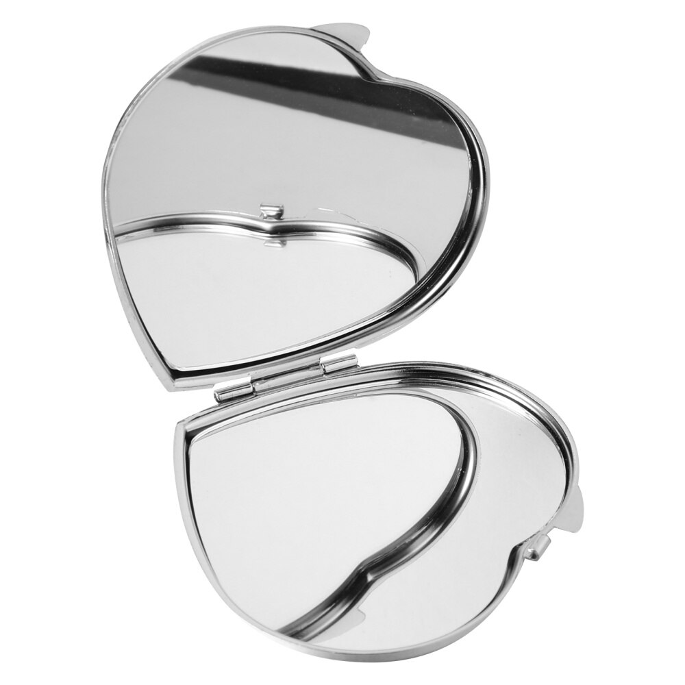 Exquisite Makeup Mirror Funny Heart Shape Pocket Mirror Portable Foldable Mirror