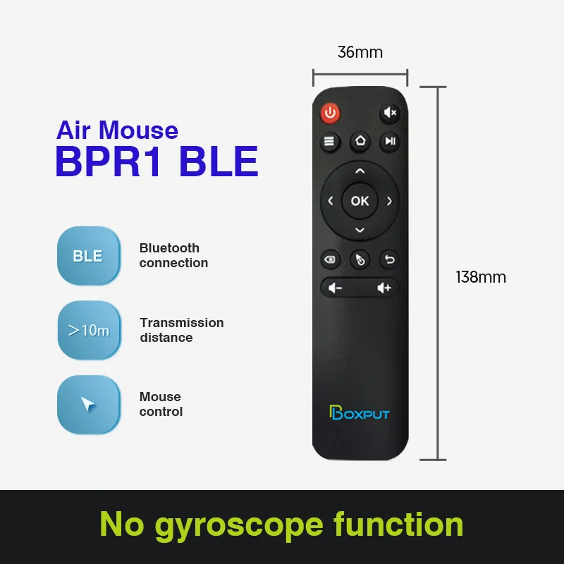 BT BPR1 BPR1S BLE 5.0 Air Mouse Remote Control Gyroscope dla Androida Smart TV Stick TV Box H96 MAX X96 MAX Plus Set Top Box /PC: WHITE