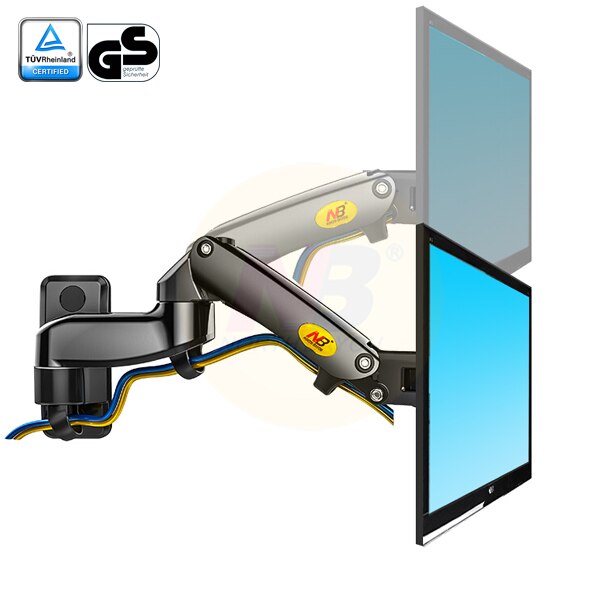 Nb F150 Aluminium 360 Graden 17 &quot;-27&quot; Monitor Houder Gasveer Arm Led Lcd Tv Muur mount Laden 2-7kgs